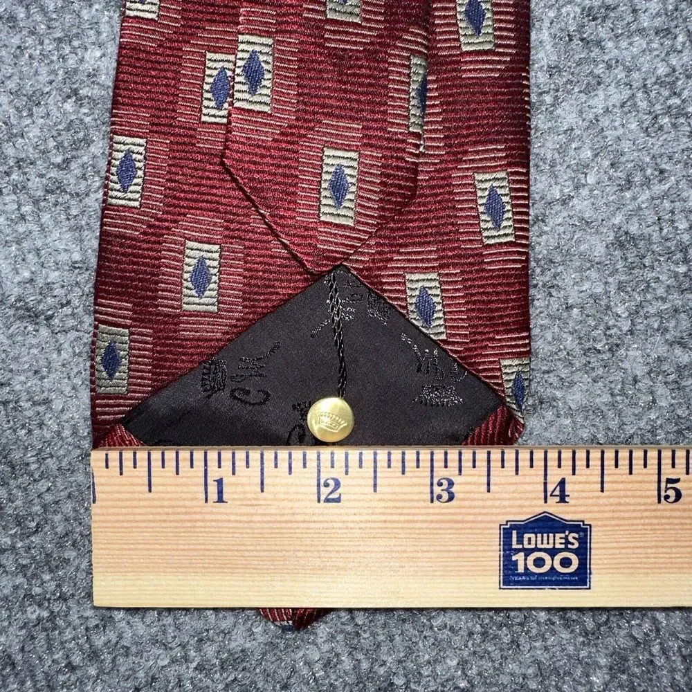 Countess Mara Neck Tie Mens Red Blue‎ Geometric Silk Art Deco USA Vintage
